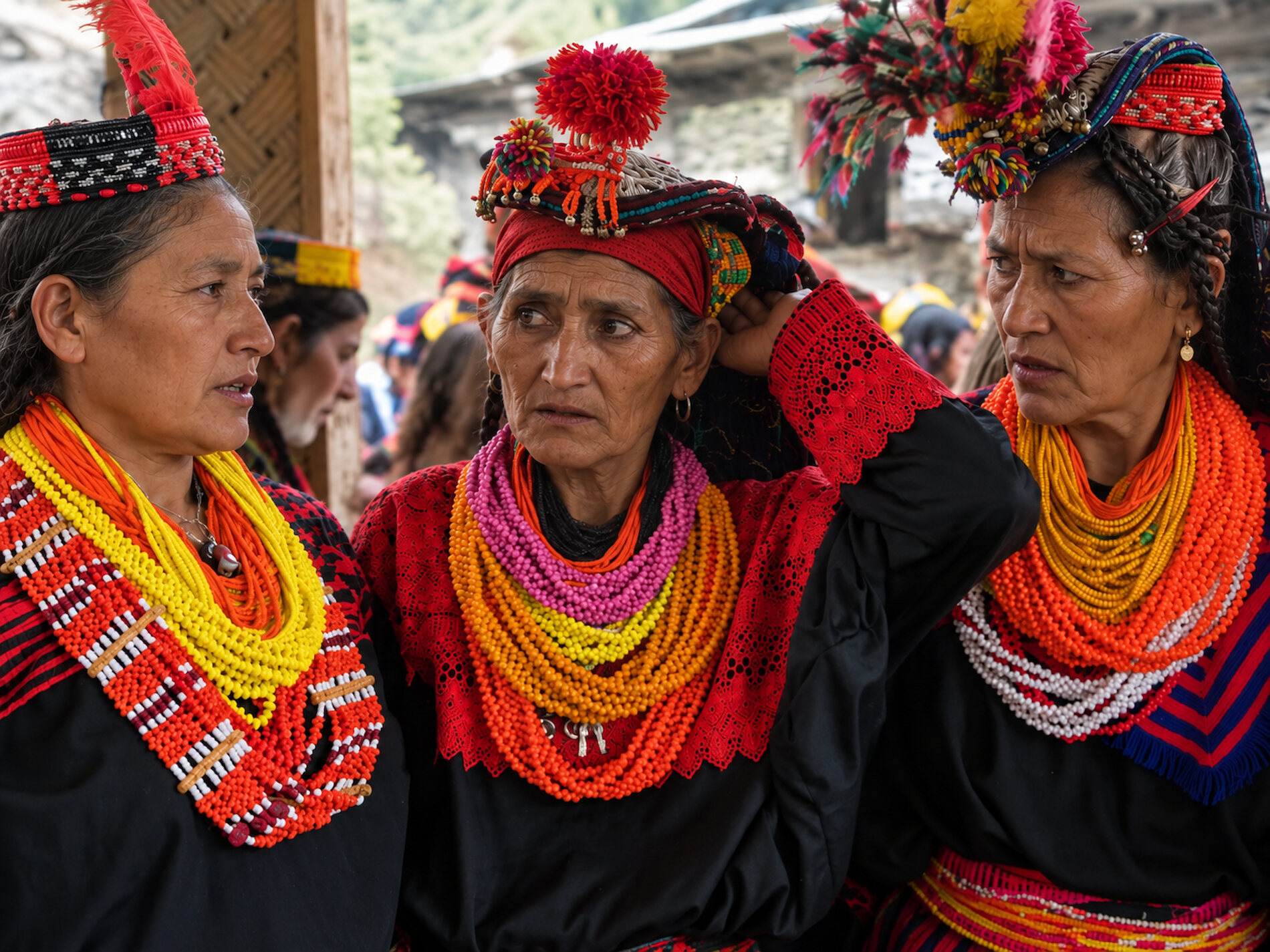 Kalasha elders seated together in conversation